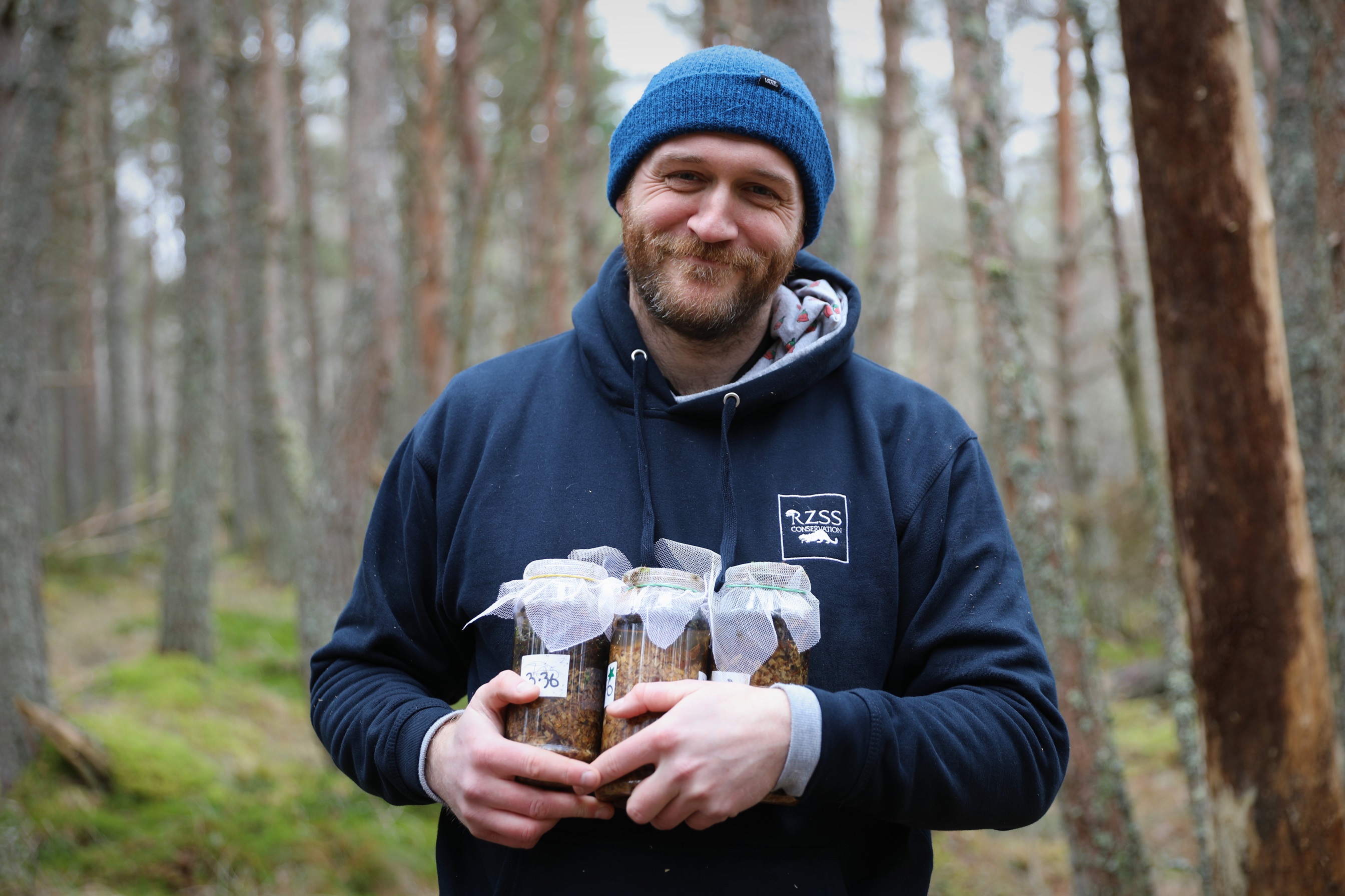 Carl Allott at pine hoverfly release in the Cairngorms

IMAGE: Jess Wise 2021